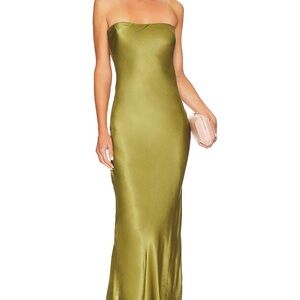 Elegant Strapless Silky Midi Cocktail Dress